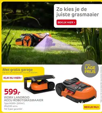 Praxis WORX LANDROID ACCU ROBOTGRASMAAIER aanbieding