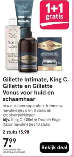 Etos Gillette Intimate, King C. Gillette en Gillette Venus voor huid en schaamhaar aanbieding