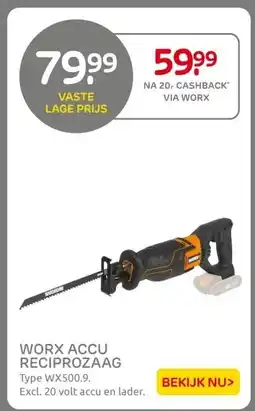 Praxis WORX ACCU RECIPROZAAG aanbieding