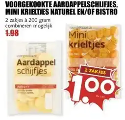 MCD Supermarkt VOORGEKOOKTE AARDAPPELSCHIJFJES, MINI KRIELTJES NATUREL EN/OF BISTRO aanbieding