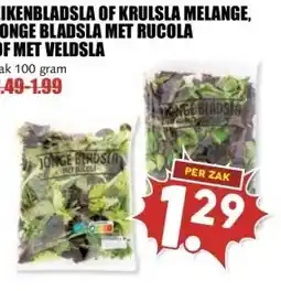 MCD Supermarkt EIKENBLADSLA OF KRULSLA MELANGE, JONGE BLADSLA MET RUCOLA OF MET VELDSLA aanbieding