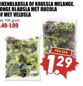 MCD Supermarkt EIKENBLADSLA OF KRULSLA MELANGE, JONGE BLADSLA MET RUCOLA OF MET VELDSLA aanbieding