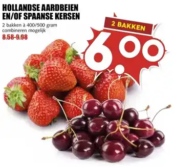 MCD Supermarkt HOLLANDSE AARDBEIEN EN/OF SPAANSE KERSEN aanbieding