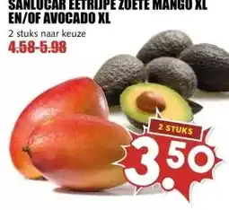 MCD Supermarkt SANLUCAR EETRIJPE ZOETE MANGO XL EN/OF AVOCADO XL aanbieding