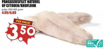 MCD Supermarkt PANGASIUSFILET NATUREL OF CITROEN/KNOFLOOK aanbieding