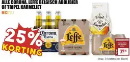 MCD Supermarkt ALLE CORONA, LEFFE BELGISCH ABDIJBIER OF TRIPEL KARMELIET aanbieding