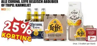 MCD Supermarkt ALLE CORONA, LEFFE BELGISCH ABDIJBIER OF TRIPEL KARMELIET aanbieding