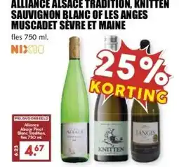 MCD Supermarkt ALLIANCE ALSACE TRADITION, KNITTEN SAUVIGNON BLANC OF LES ANGES MUSCADET SÈVRE ET MAINE aanbieding