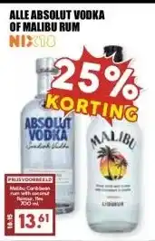 MCD Supermarkt ALLE ABSOLUT VODKA OF MALIBU RUM aanbieding