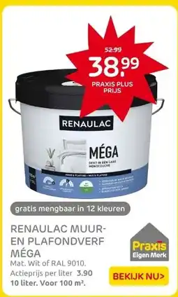 Praxis RENAULAC MUUR- EN PLAFONDVERF MÉGA aanbieding