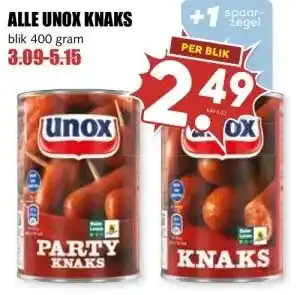 MCD Supermarkt ALLE UNOX KNAKS aanbieding
