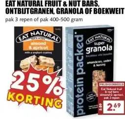 MCD Supermarkt EAT NATURAL FRUIT & NUT BARS, ONTBIJTGRANEN, GRANOLA OF BOEKWEIT aanbieding