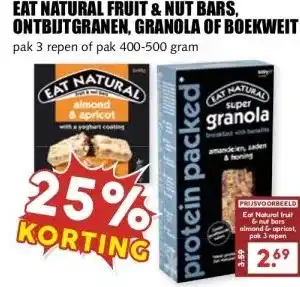MCD Supermarkt EAT NATURAL FRUIT & NUT BARS, ONTBIJTGRANEN, GRANOLA OF BOEKWEIT aanbieding