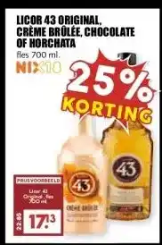 MCD Supermarkt LICOR 43 ORIGINAL, CRÈME BRÛLÉE, CHOCOLATE OF HORCHATA aanbieding