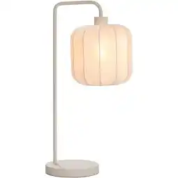 Leen Bakker Tafellamp Fenne - beige stof/metaal - E27 - 58x23x20 cm aanbieding