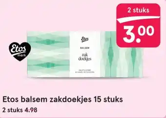 Etos Etos balsem zakdoekjes 15 stuks aanbieding