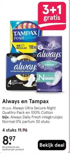 Etos Always en Tampax aanbieding