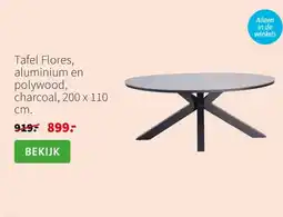 Intratuin Tafel Flores, aluminium en polywood, charcoal, 200 x 110 cm. aanbieding