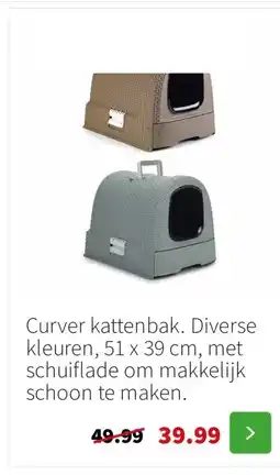 Intratuin Curver kattenbak. Diverse kleuren, 51 x 39 cm, met schuiflade om makkelijk schoon te maken. aanbieding