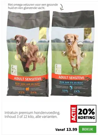 Intratuin Intratuin premium hondenvoeding. Inhoud 3 of 12 kilo, alle varianten. aanbieding