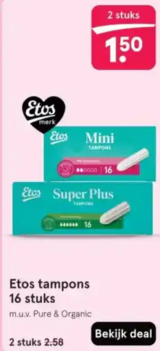 Etos Etos tampons 16 stuks aanbieding