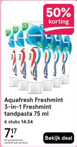 Etos Aquafresh Freshmint 3 in 1 Freshmint tandpasta aanbieding