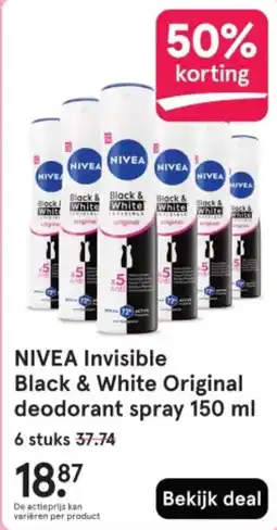 Etos NIVEA Invisible Black & White Original deodorant spray aanbieding