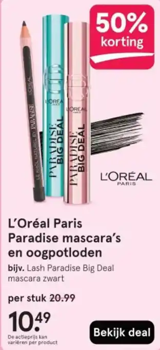 Etos L'Oréal Paris Paradise mascara's en oogpotloden aanbieding