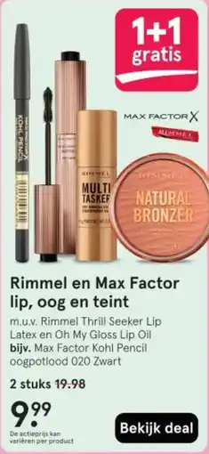 Etos Rimmel en Max Factor lip, oog en teint aanbieding