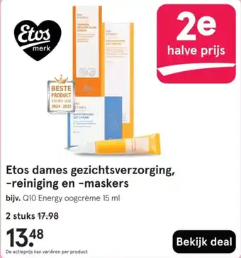 Etos Etos dames gezichtsverzorging, reiniging en maskers aanbieding