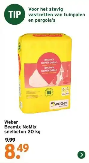 GAMMA Weber Beamix NoMix snelbeton 20 kg aanbieding