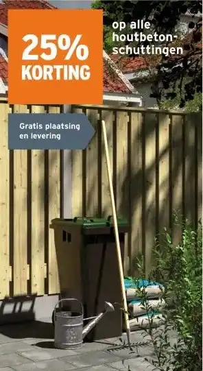 GAMMA 25% KORTING op alle houtbeton-> schuttingen aanbieding