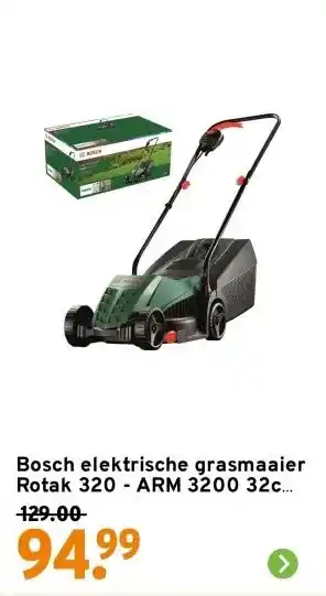 GAMMA Bosch elektrische grasmaaier Rotak 320 - ARM 3200 32cm 1200W aanbieding