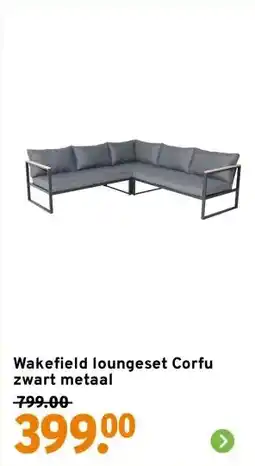 GAMMA Wakefield loungeset Corfu zwart metaal aanbieding
