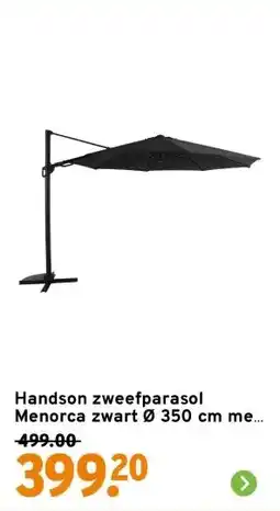 GAMMA Handson zweefparasol Menorca zwart Ø 350 cm met hendel aanbieding