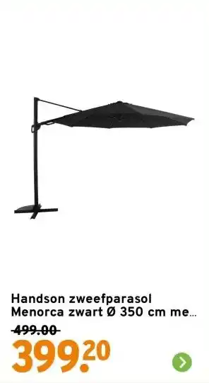 GAMMA Handson zweefparasol Menorca zwart Ø 350 cm met hendel aanbieding