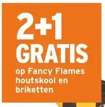 GAMMA 2+1 GRATIS op Fancy Flames houtskool en briketten aanbieding