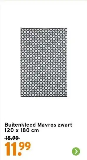 GAMMA Buitenkleed Mavros zwart 120 x 180 cm aanbieding
