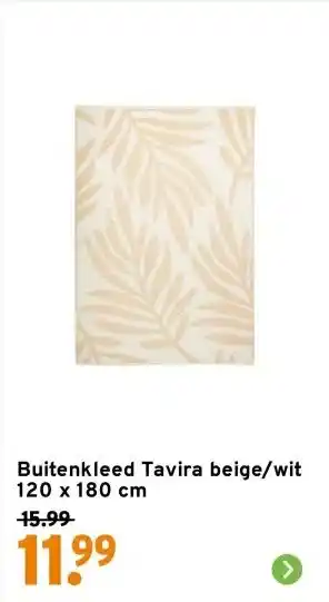 GAMMA Buitenkleed Tavira beige/wit 120 x 180 cm aanbieding