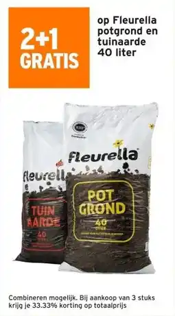 GAMMA 2+1 GRATIS op Fleurella potgrond en tuinaarde 40 liter aanbieding
