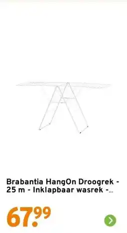 GAMMA Brabantia HangOn Droogrek - 25 m - Inklapbaar wasrek - White aanbieding