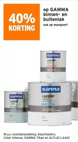 GAMMA 40% korting op GAMMA binnen- en buitenlak aanbieding