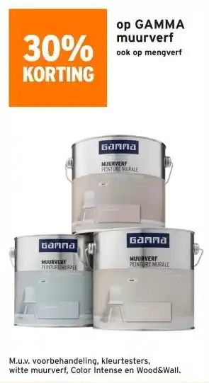 GAMMA 30% KORTING op GAMMA muurverf aanbieding