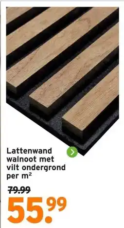 GAMMA Lattenwand walnoot met vilt ondergrond per m² aanbieding