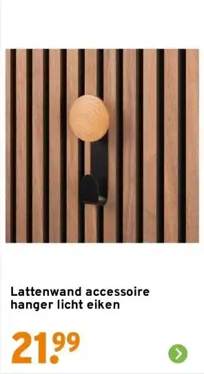 GAMMA Lattenwand accessoire hanger licht eiken aanbieding