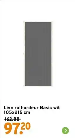 GAMMA Livn rolhordeur Basic wit 105x215 cm aanbieding