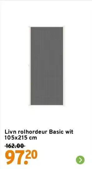 GAMMA Livn rolhordeur Basic wit 105x215 cm aanbieding