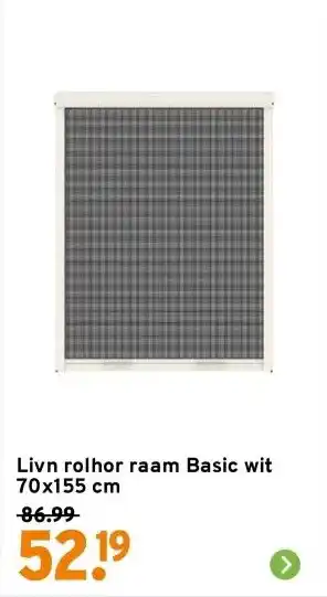 GAMMA Livn rolhor raam Basic wit 70x155 cm aanbieding