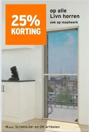 GAMMA 25% KORTING op alle Livn horren ook op maatwerk aanbieding