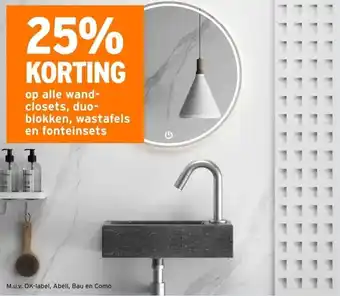 GAMMA 25% KORTING op alle wand- closets, duo- blokken, wastafels en fonteinsets aanbieding